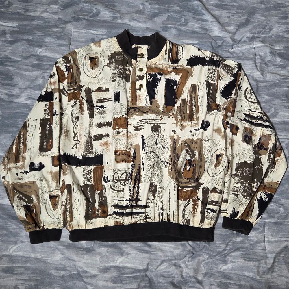 Vintage Elements Haley Abstract Print Snap Jacket Size L 90s